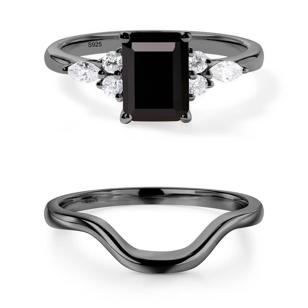 Simple Emerald Cut Black Spinel Ring - LUO Jewelry #metal_xxxxx