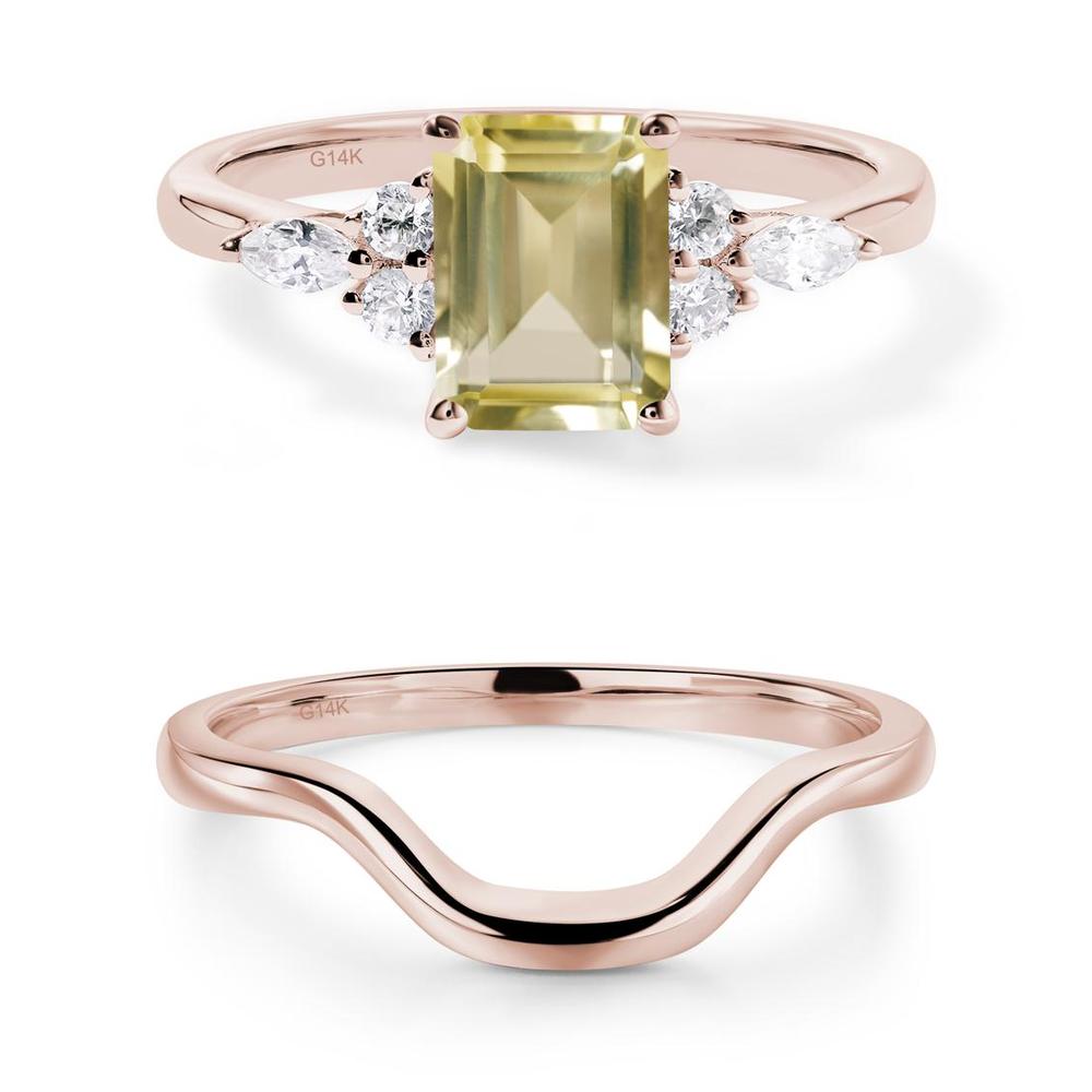 Simple Emerald Cut Lemon Quartz Ring - LUO Jewelry #metal_xxxxx