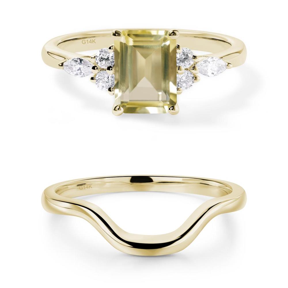 Simple Emerald Cut Lemon Quartz Ring - LUO Jewelry #metal_xxxxx