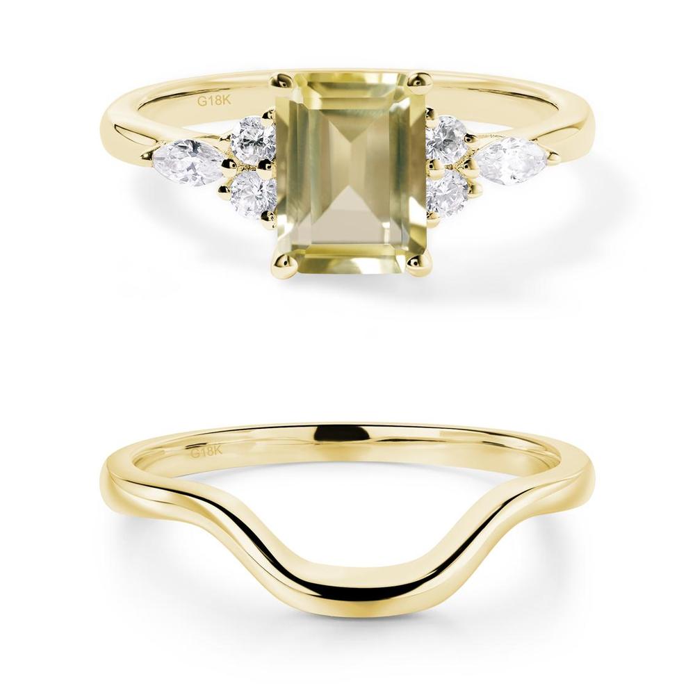 Simple Emerald Cut Lemon Quartz Ring - LUO Jewelry #metal_xxxxx