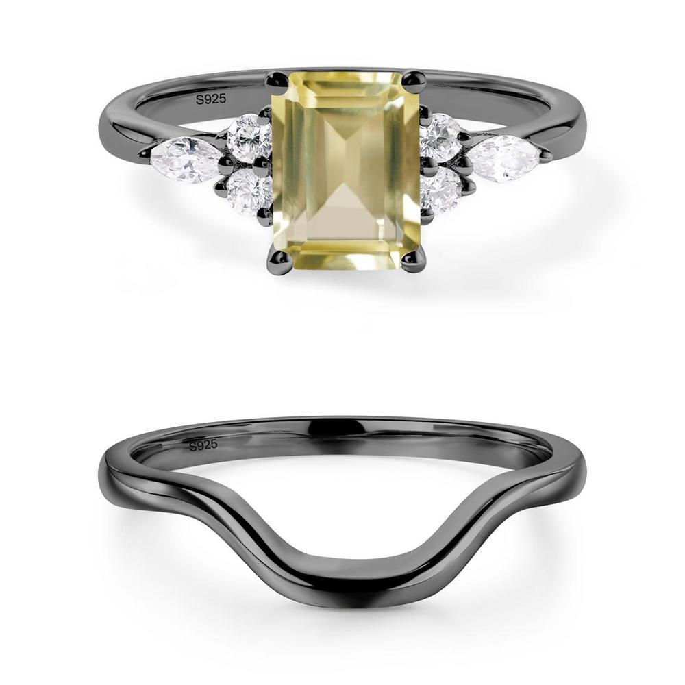 Simple Emerald Cut Lemon Quartz Ring - LUO Jewelry #metal_xxxxx