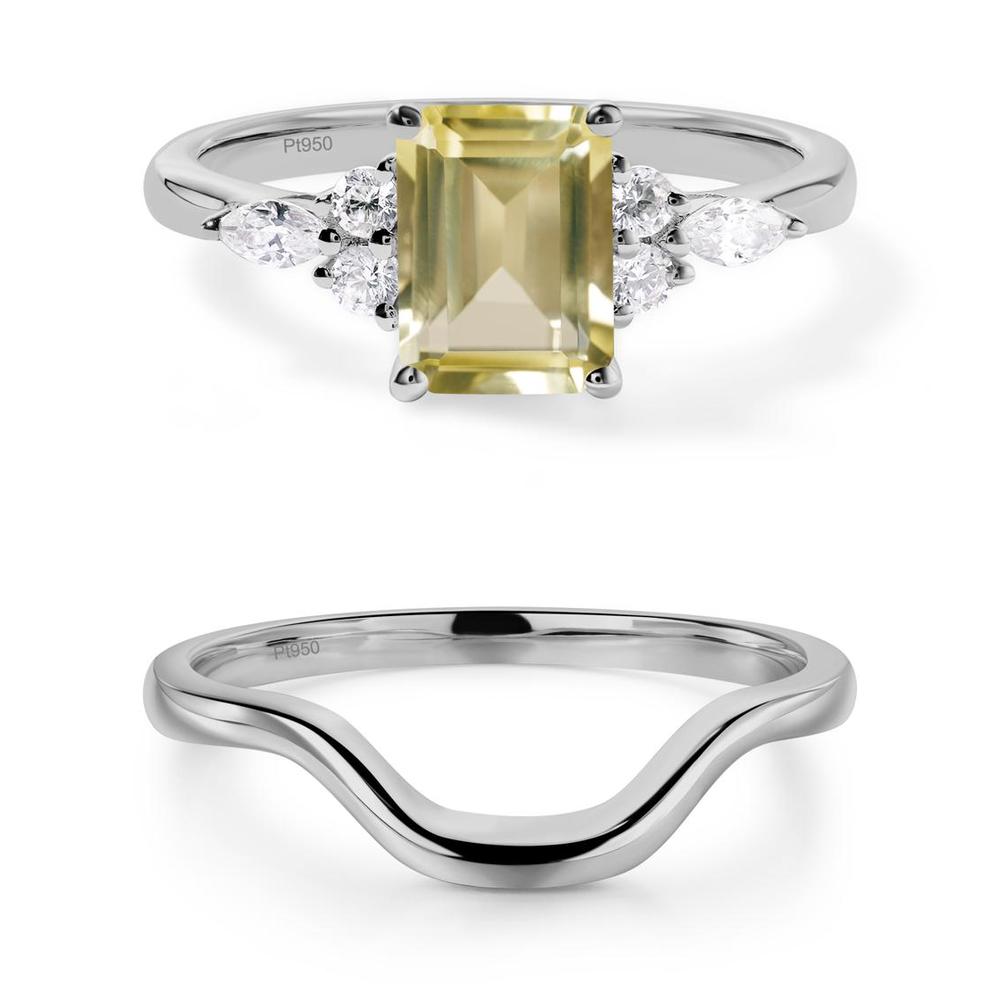 Simple Emerald Cut Lemon Quartz Ring - LUO Jewelry #metal_xxxxx