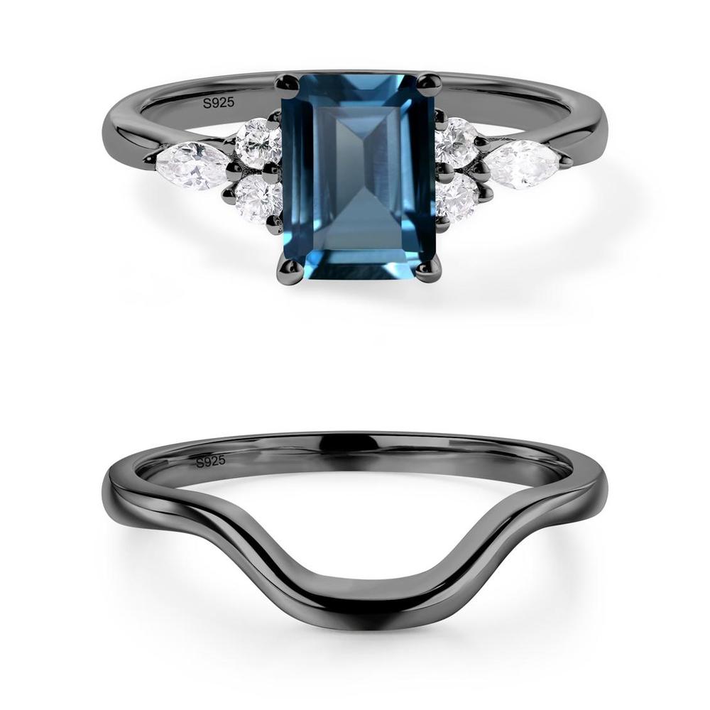 Simple Emerald Cut London Blue Topaz Ring - LUO Jewelry #metal_xxxxx