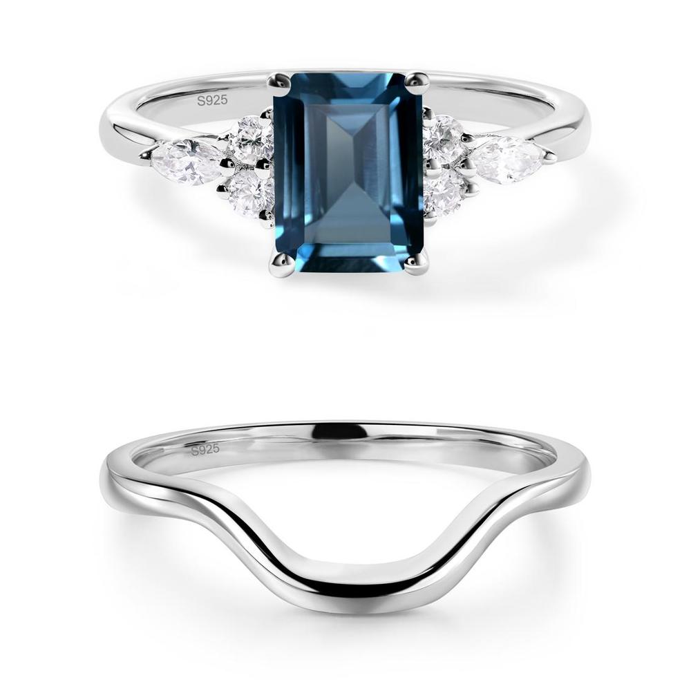 Simple Emerald Cut London Blue Topaz Ring - LUO Jewelry #metal_xxxxx