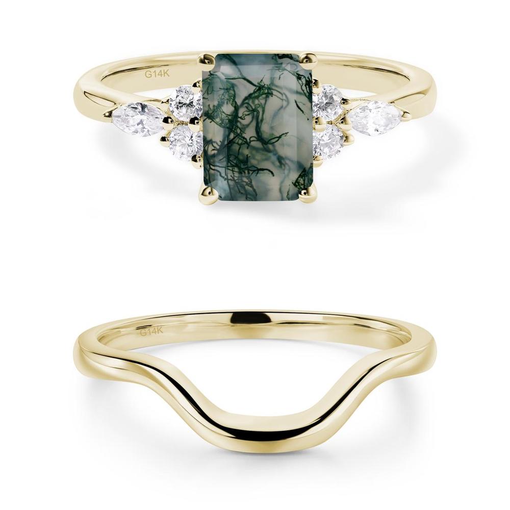 Simple Emerald Cut Moss Agate Ring - LUO Jewelry #metal_xxxxx