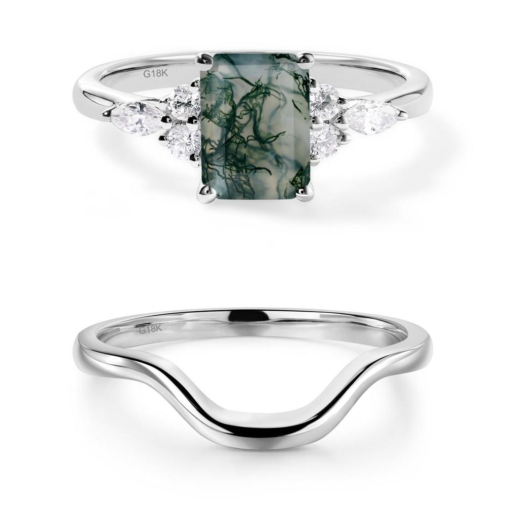 Simple Emerald Cut Moss Agate Ring - LUO Jewelry #metal_xxxxx