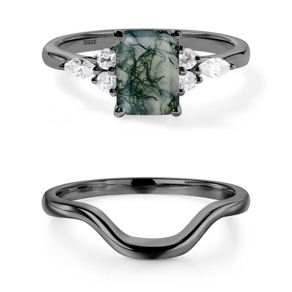 Simple Emerald Cut Moss Agate Ring - LUO Jewelry #metal_xxxxx