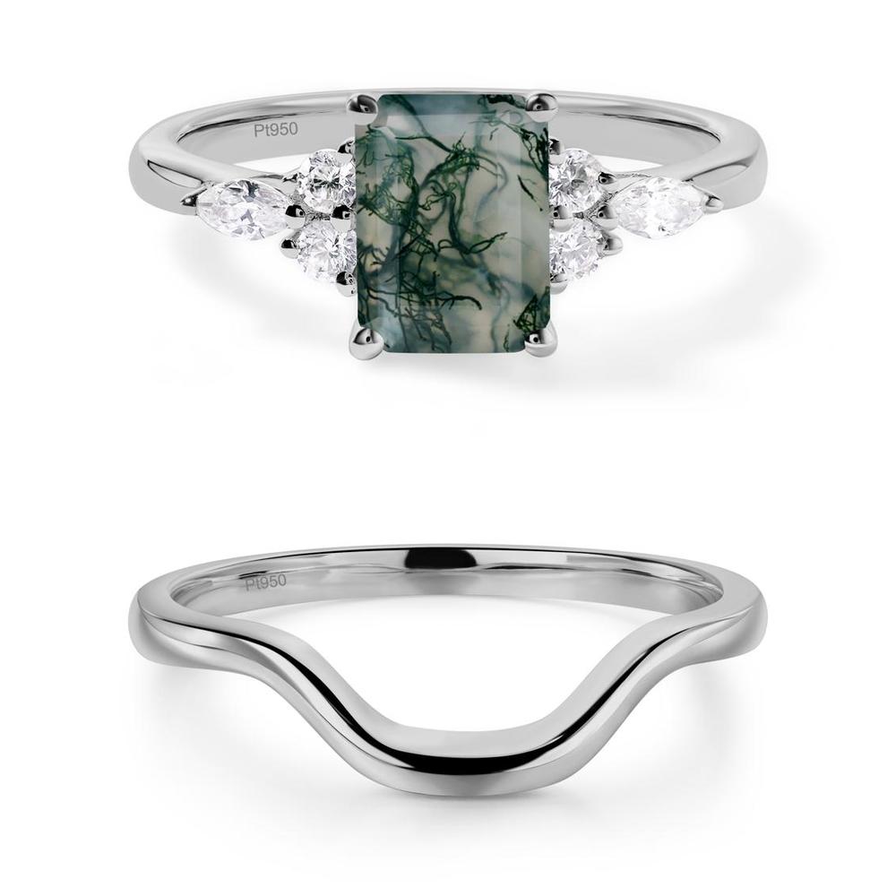 Simple Emerald Cut Moss Agate Ring - LUO Jewelry #metal_xxxxx