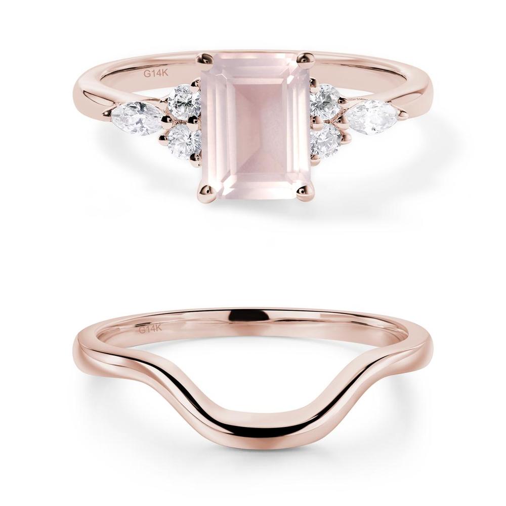 Simple Emerald Cut Rose Quartz Ring - LUO Jewelry #metal_xxxxx