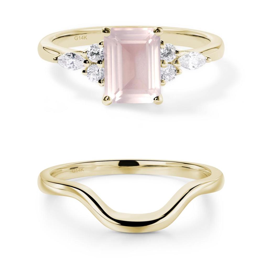 Simple Emerald Cut Rose Quartz Ring - LUO Jewelry #metal_xxxxx