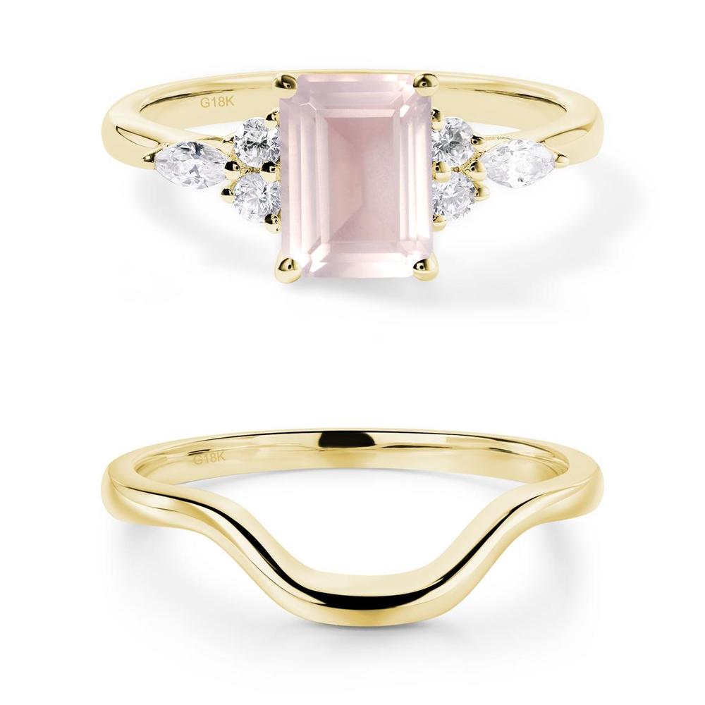 Simple Emerald Cut Rose Quartz Ring - LUO Jewelry #metal_xxxxx