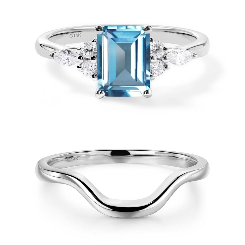 Simple Emerald Cut Swiss Blue Topaz Ring - LUO Jewelry #metal_xxxxx