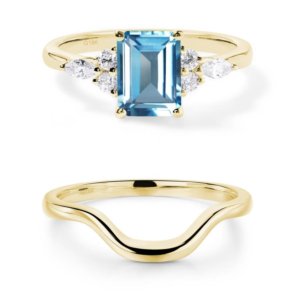 Simple Emerald Cut Swiss Blue Topaz Ring - LUO Jewelry #metal_xxxxx