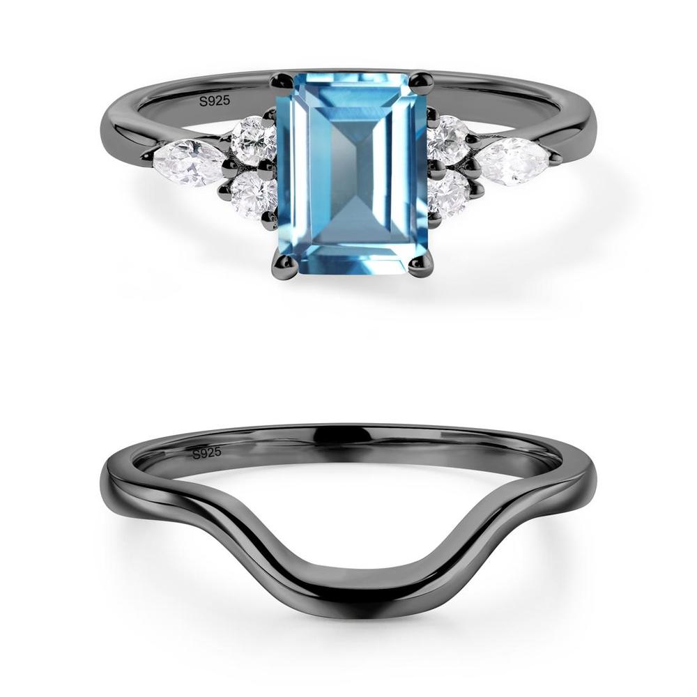 Simple Emerald Cut Swiss Blue Topaz Ring - LUO Jewelry #metal_xxxxx