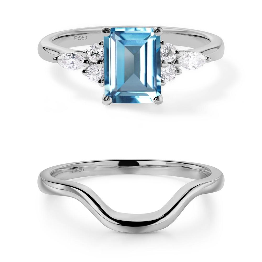 Simple Emerald Cut Swiss Blue Topaz Ring - LUO Jewelry #metal_xxxxx