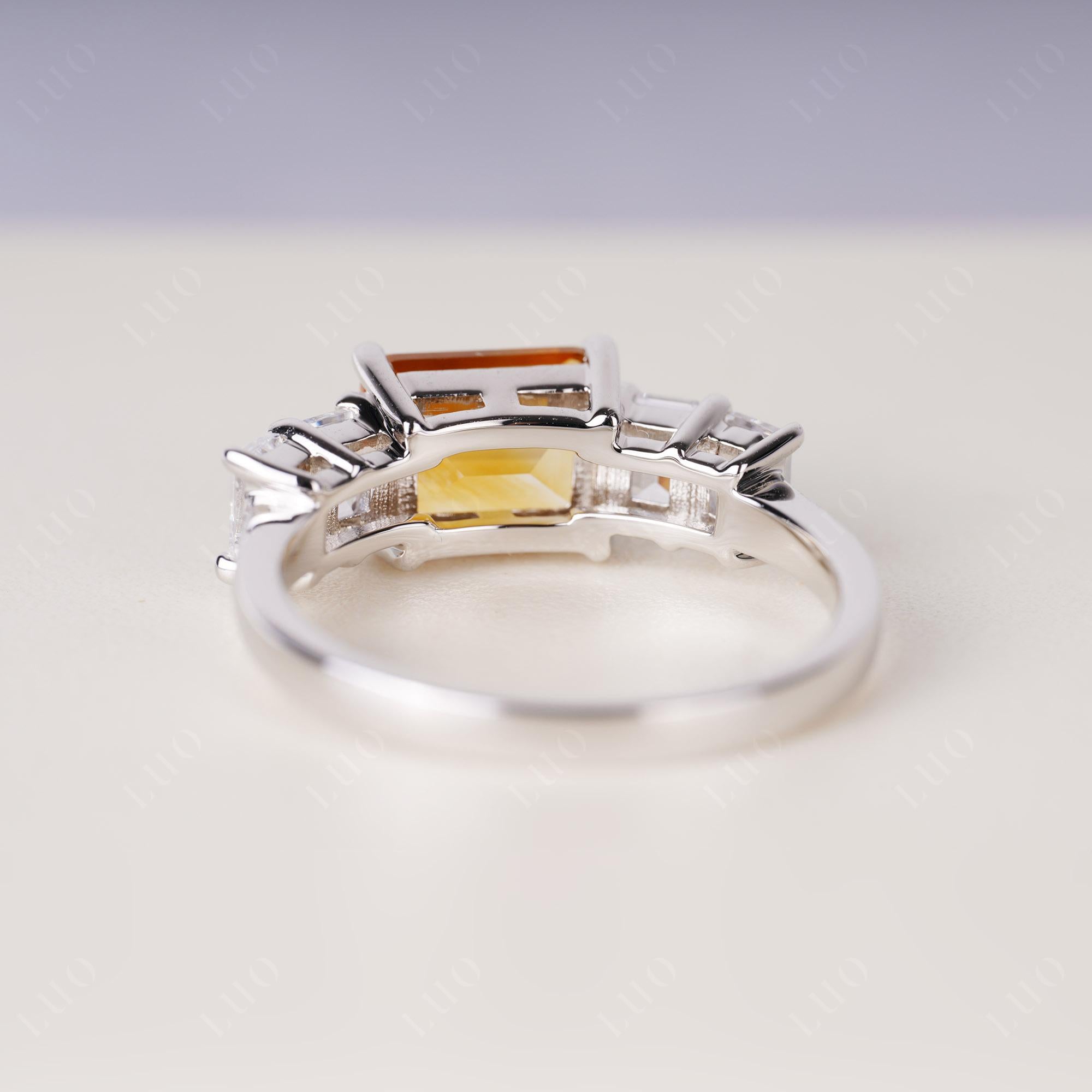 East West Emerald Cut Citrine Ring | LUO Jewelry