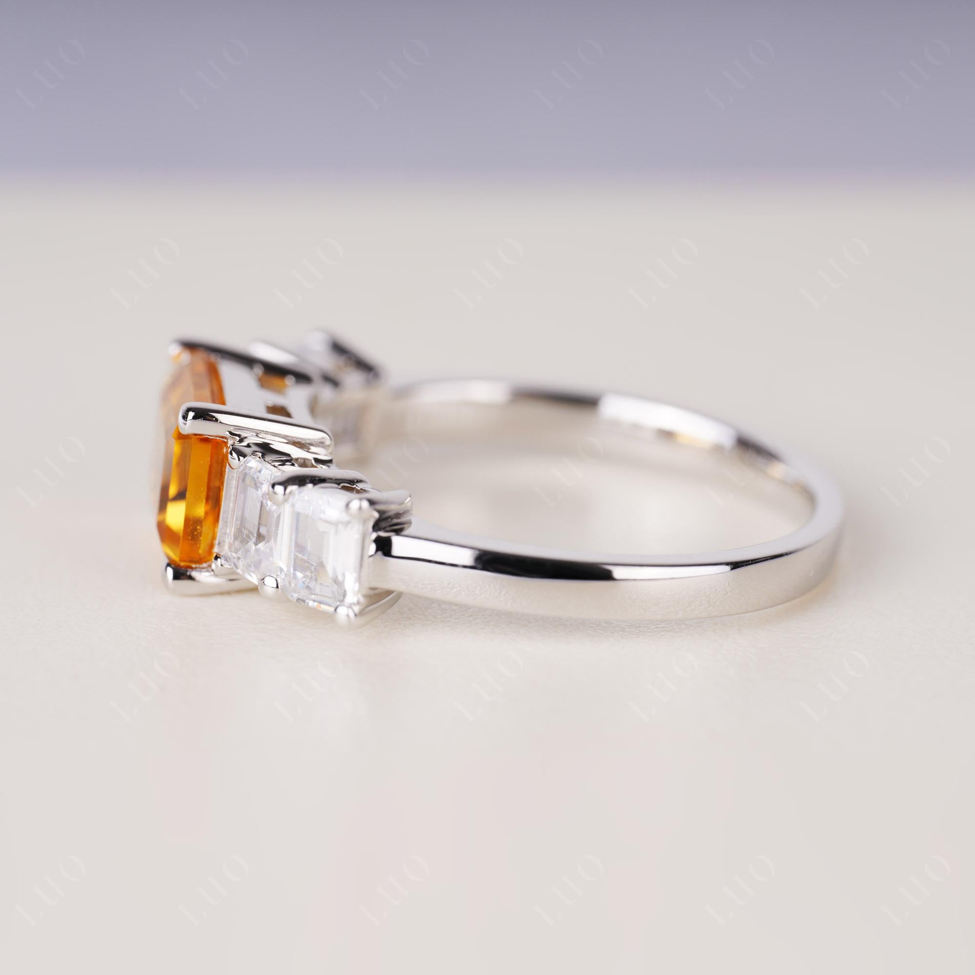 East West Emerald Cut Citrine Ring | LUO Jewelry