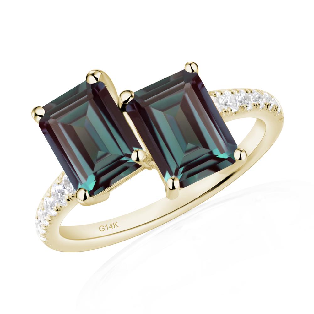 Emerald Cut Alexandrite Toi Et Moi Ring | LUO Jewelry #metal_14k yellow gold