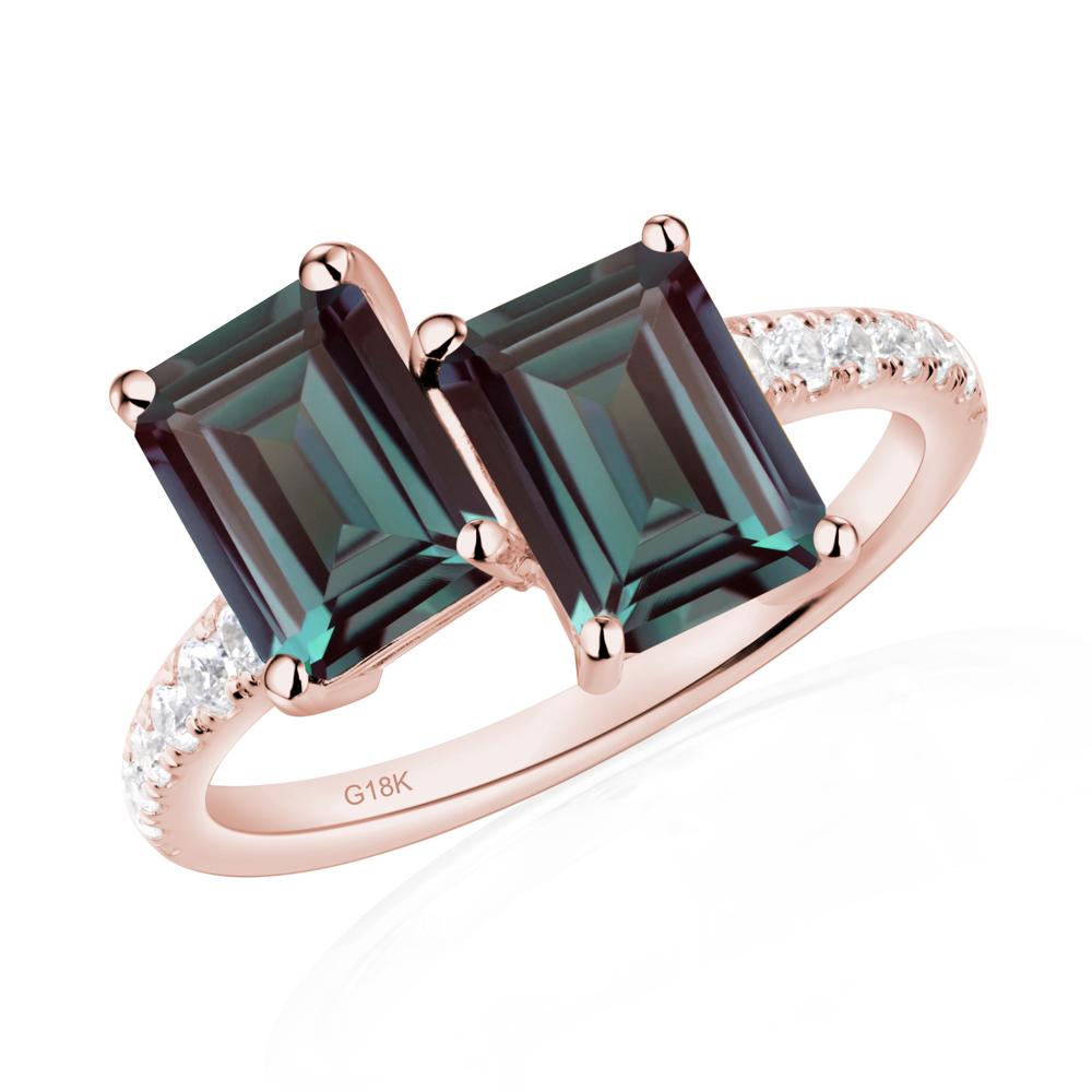 Emerald Cut Alexandrite Toi Et Moi Ring | LUO Jewelry #metal_18k rose gold