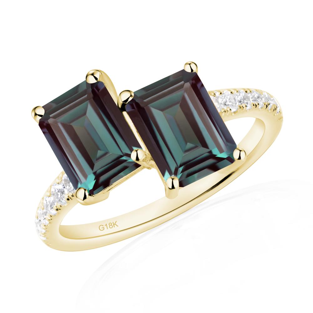 Emerald Cut Alexandrite Toi Et Moi Ring | LUO Jewelry #metal_18k yellow gold