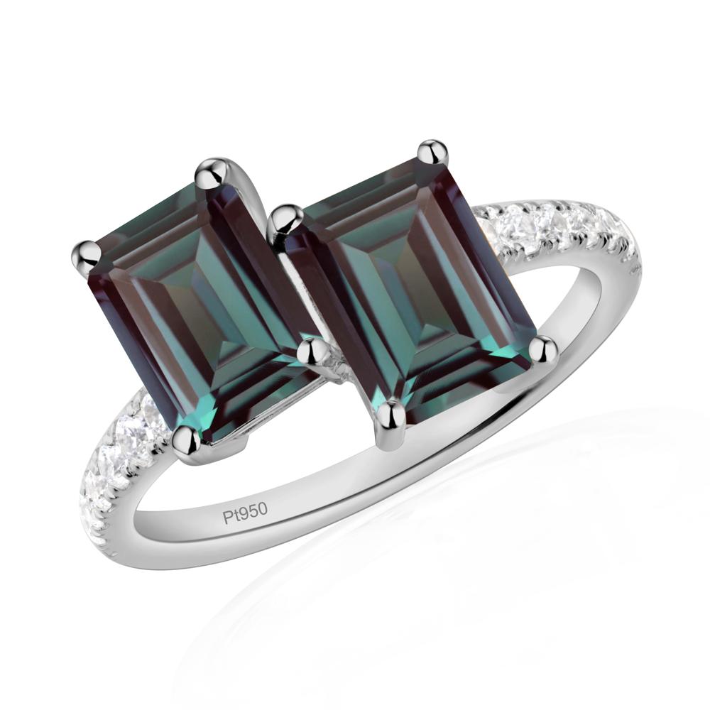 Emerald Cut Alexandrite Toi Et Moi Ring | LUO Jewelry #metal_platinum