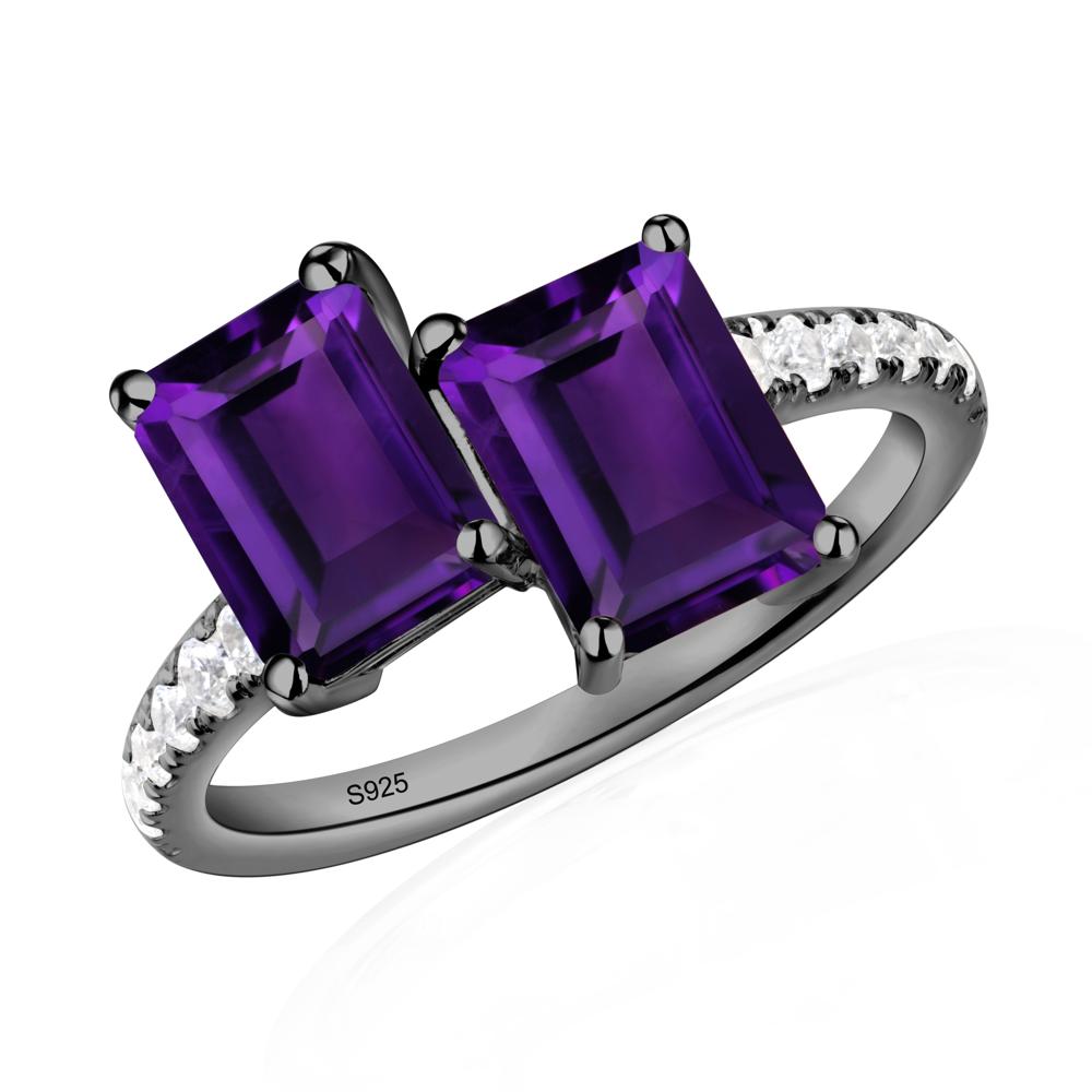 Amethyst Toi Et Moi Ring | LUO Jewelry #metal_black finish sterling silver