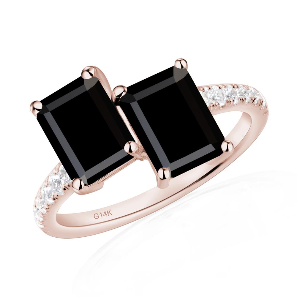 Black Spinel Toi Et Moi Ring | LUO Jewelry #metal_14k rose gold