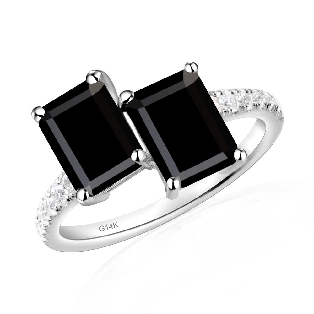 Black Spinel Toi Et Moi Ring | LUO Jewelry #metal_14k white gold