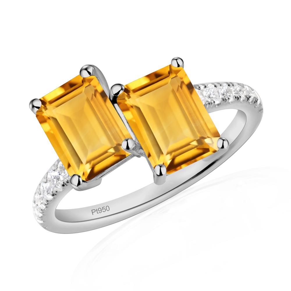 Emerald Cut Citrine Toi Et Moi Ring | LUO Jewelry #metal_platinum