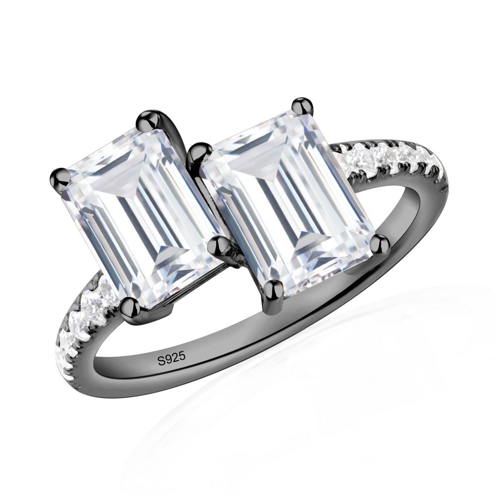 Cubic Zirconia Toi Et Moi Ring | LUO Jewelry #metal_black finish sterling silver