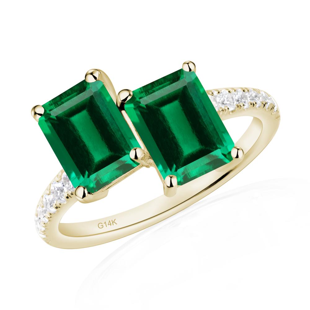 Emerald Cut Emerald Toi Et Moi Ring | LUO Jewelry #metal_14k yellow gold