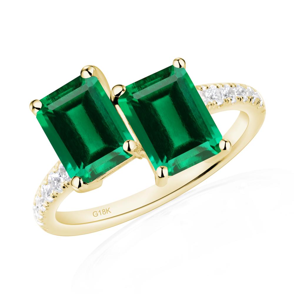 Emerald Cut Emerald Toi Et Moi Ring | LUO Jewelry #metal_18k yellow gold