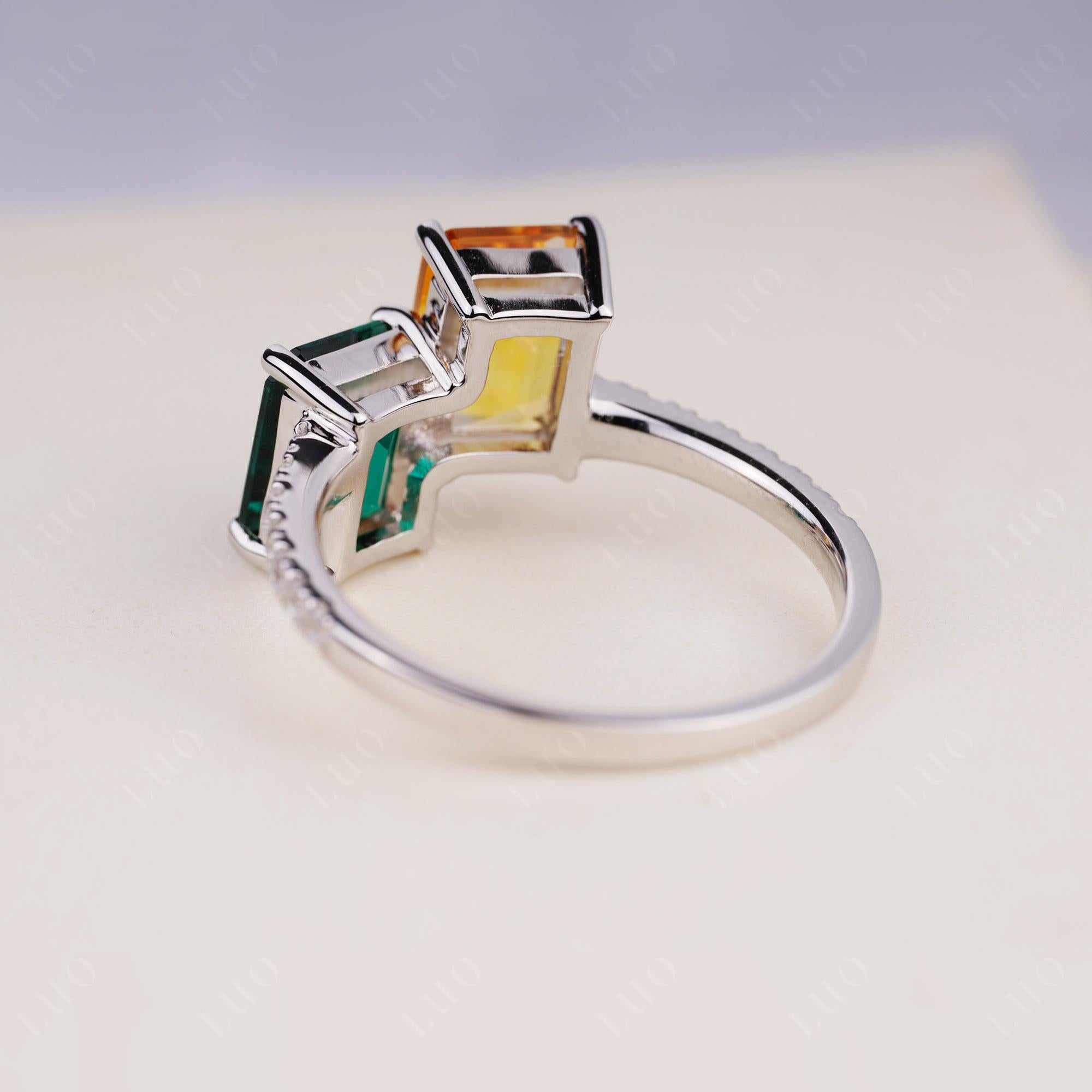 Emerald and Citrine Toi Et Moi Ring | LUO Jewelry