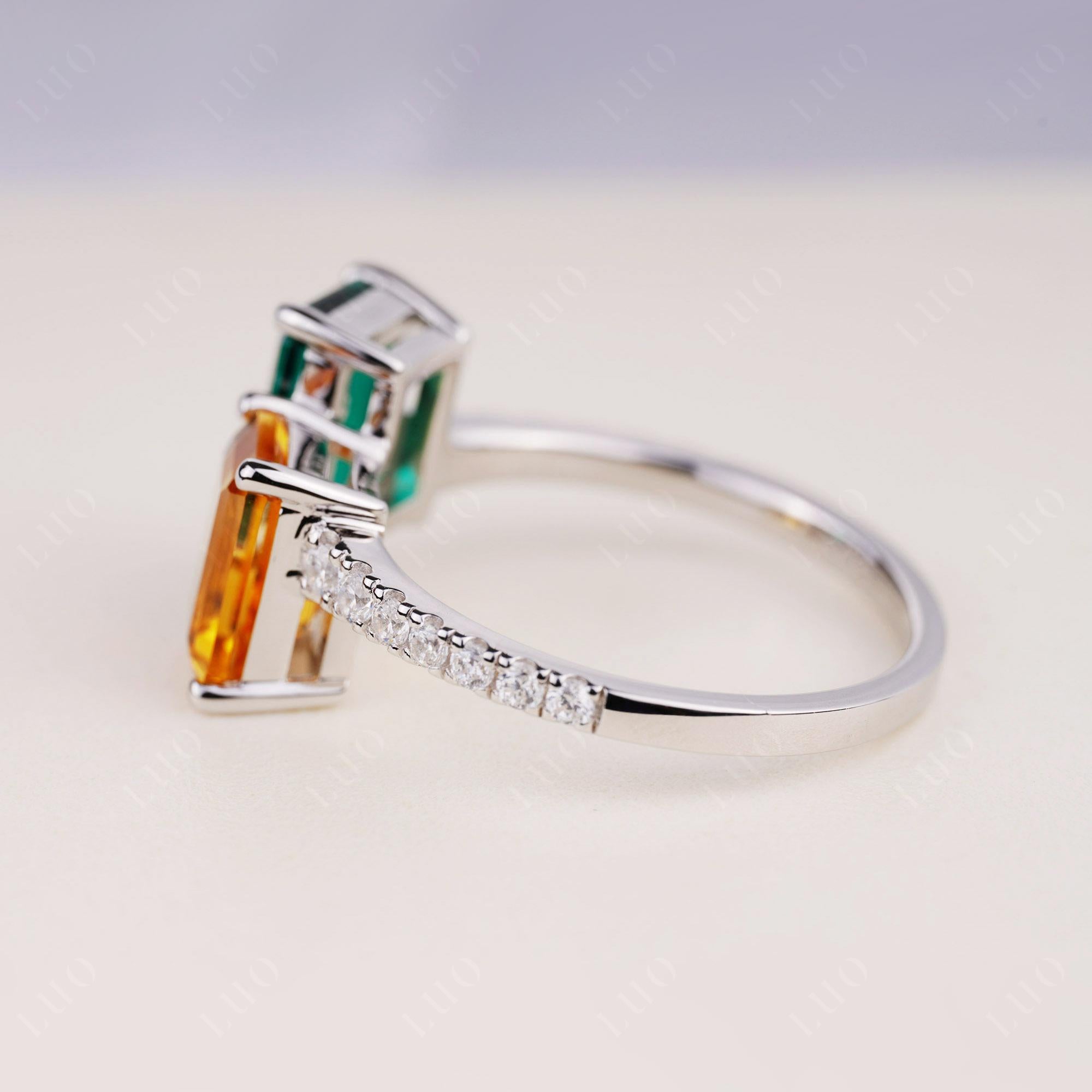 Emerald and Citrine Toi Et Moi Ring | LUO Jewelry