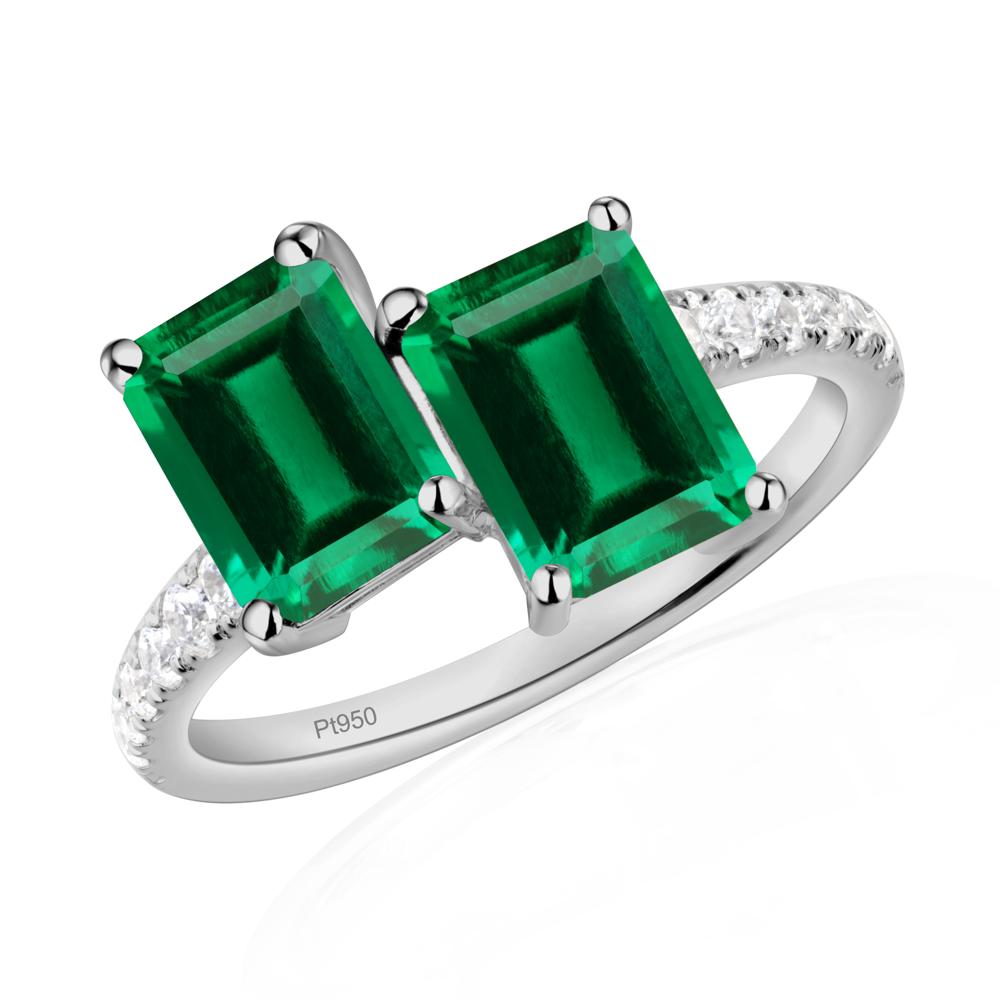 Emerald Cut Emerald Toi Et Moi Ring | LUO Jewelry #metal_platinum