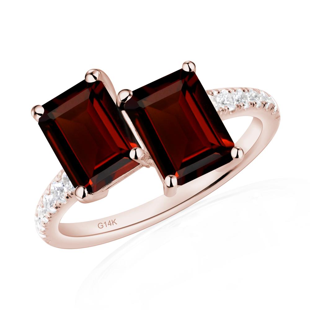 Emerald Cut Garnet Toi Et Moi Ring | LUO Jewelry #metal_14k rose gold