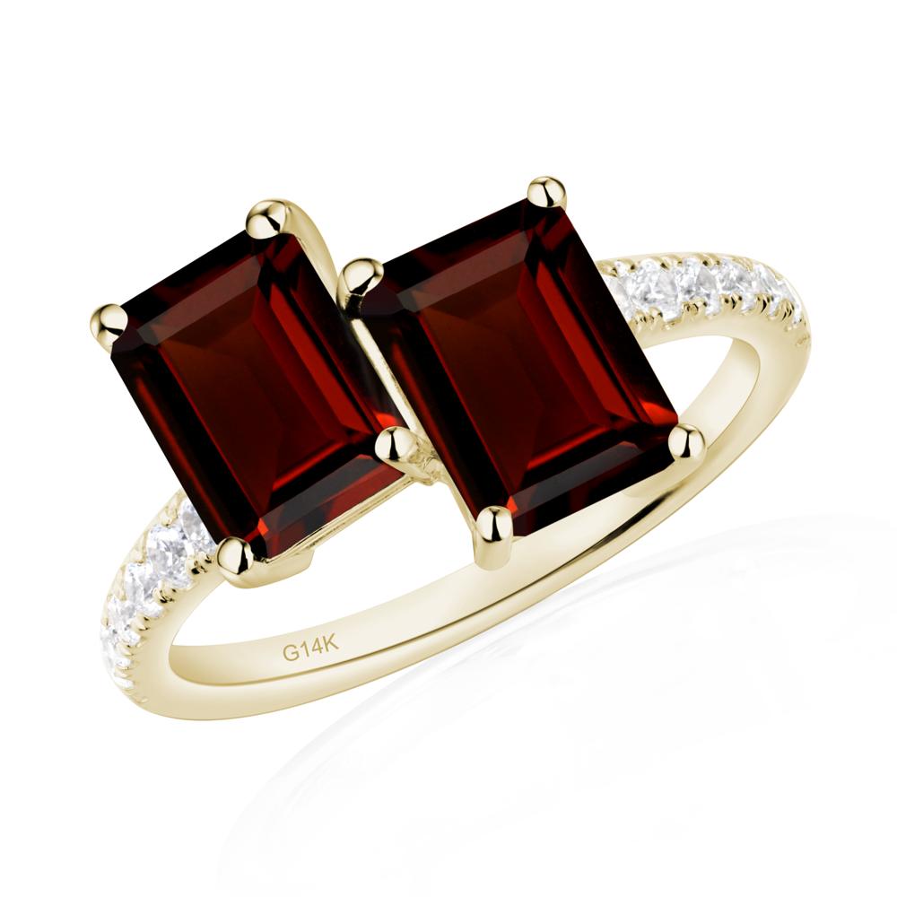 Emerald Cut Garnet Toi Et Moi Ring | LUO Jewelry #metal_14k yellow gold