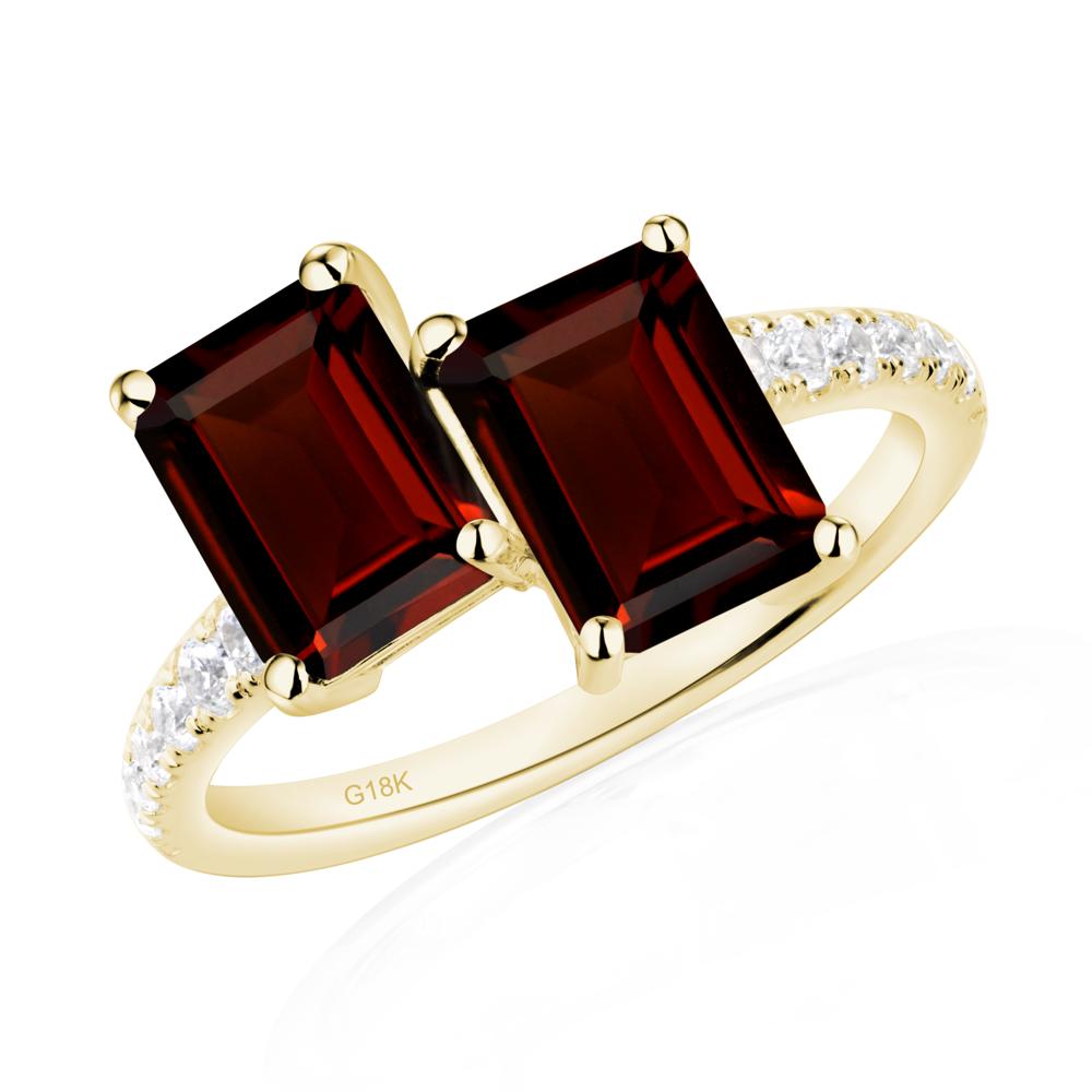 Emerald Cut Garnet Toi Et Moi Ring | LUO Jewelry #metal_18k yellow gold