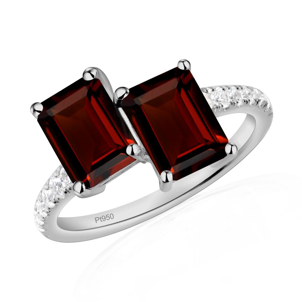 Emerald Cut Garnet Toi Et Moi Ring | LUO Jewelry #metal_platinum