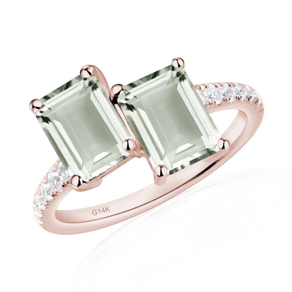 Green Amethyst Toi Et Moi Ring | LUO Jewelry #metal_14k rose gold