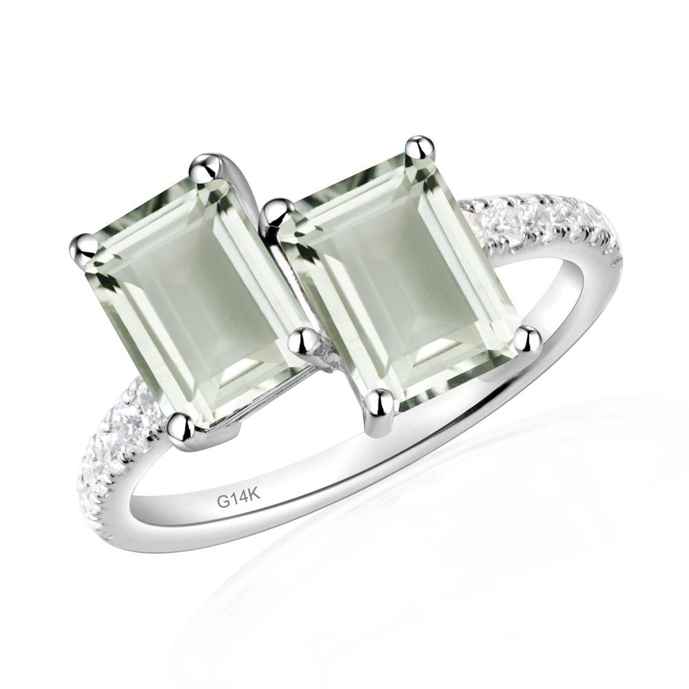 Green Amethyst Toi Et Moi Ring | LUO Jewelry #metal_14k white gold