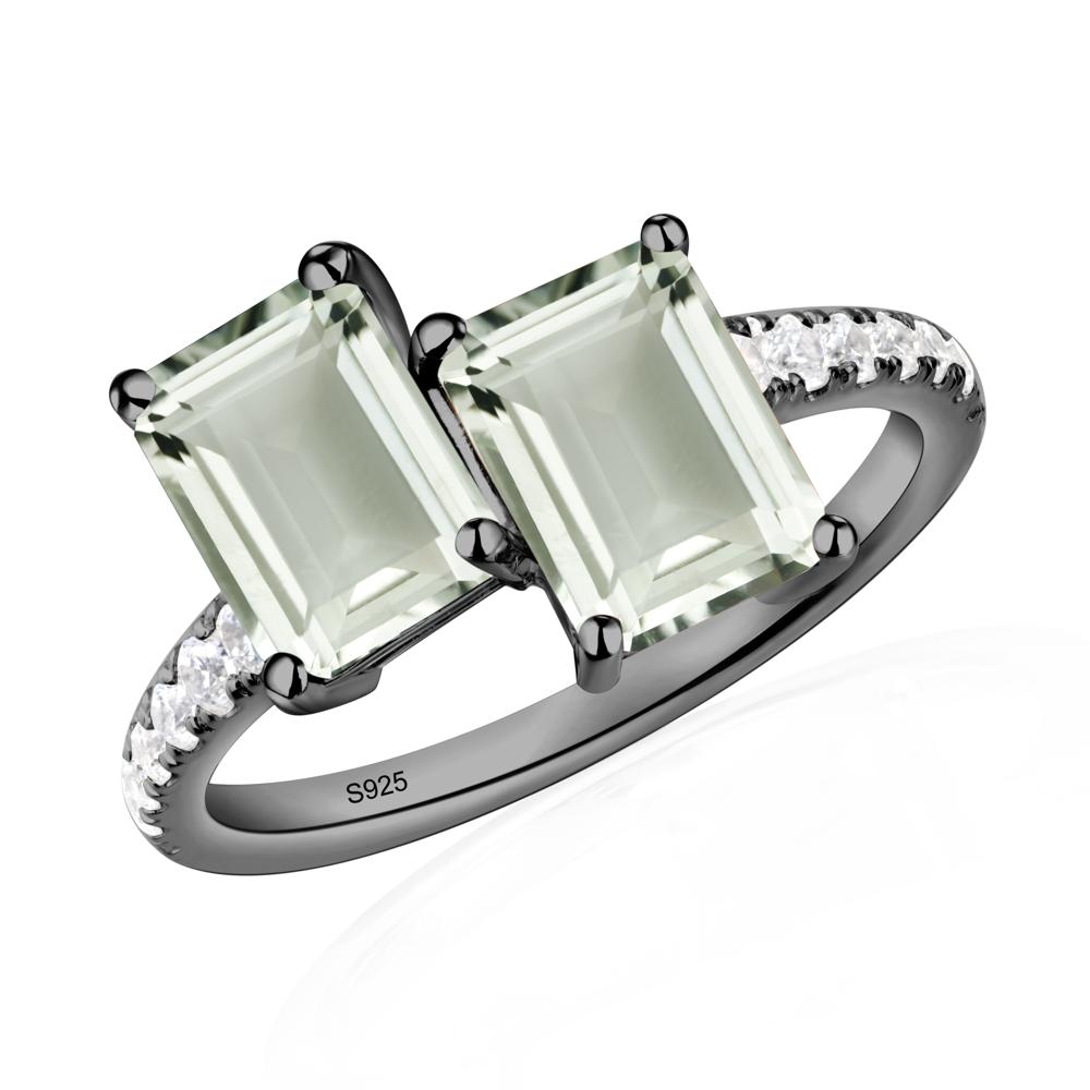 Green Amethyst Toi Et Moi Ring | LUO Jewelry #metal_black finish sterling silver