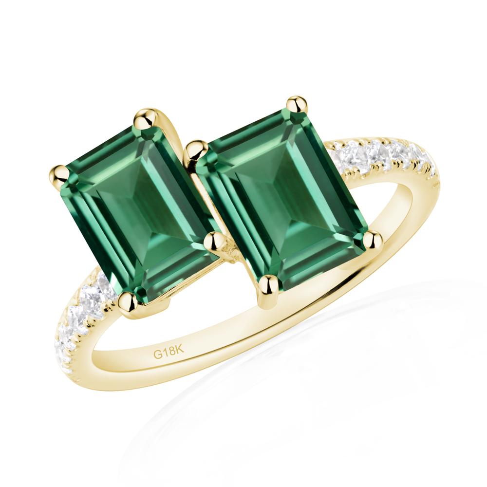 Emerald Cut Green Sapphire Toi Et Moi Ring | LUO Jewelry #metal_18k yellow gold