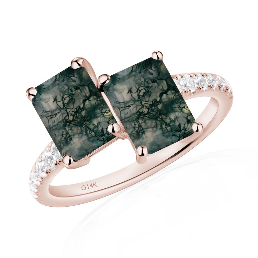 Moss Agate Toi Et Moi Ring | LUO Jewelry #metal_14k rose gold