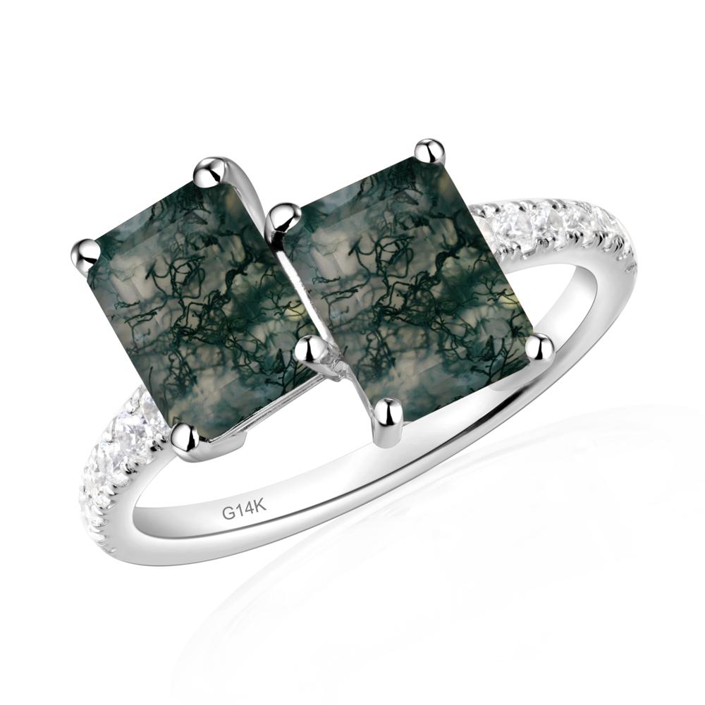 Moss Agate Toi Et Moi Ring | LUO Jewelry #metal_14k white gold