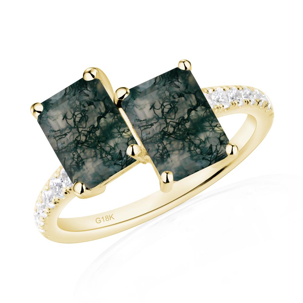 Moss Agate Toi Et Moi Ring | LUO Jewelry #metal_18k yellow gold