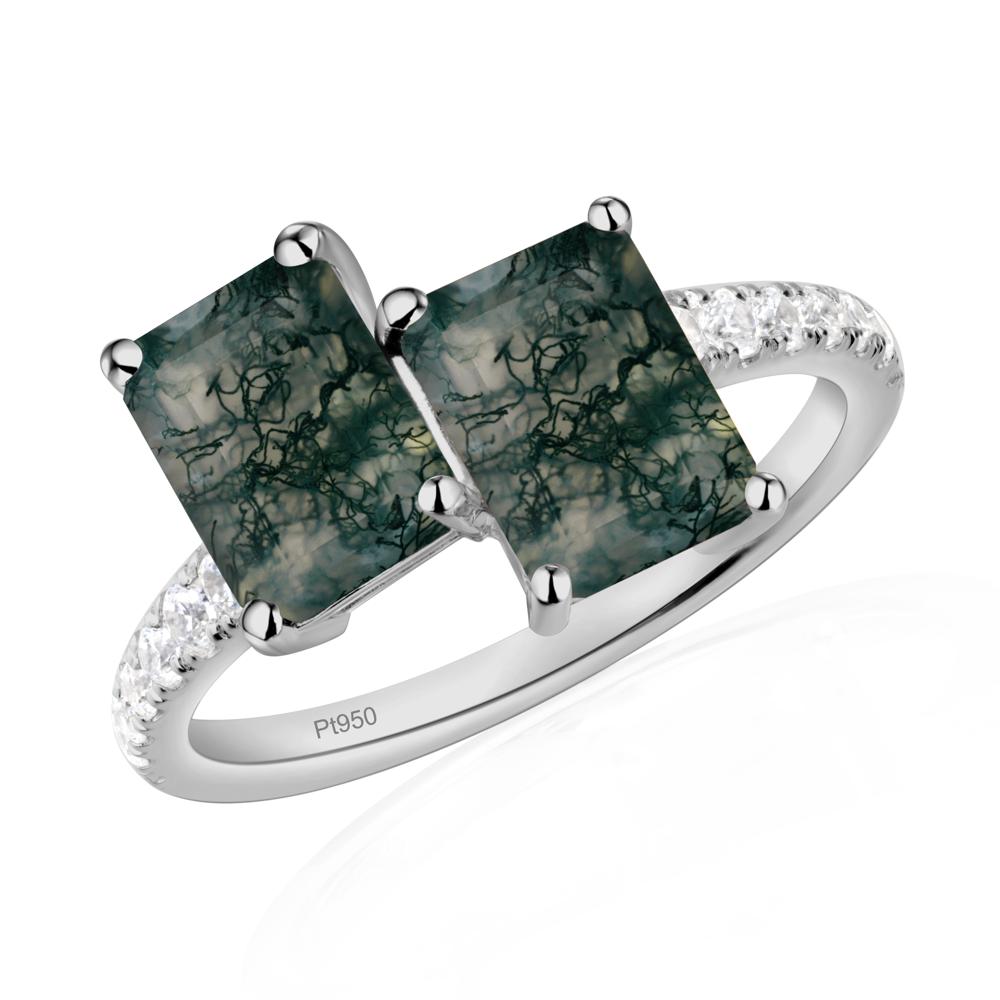 Moss Agate Toi Et Moi Ring | LUO Jewelry #metal_platinum