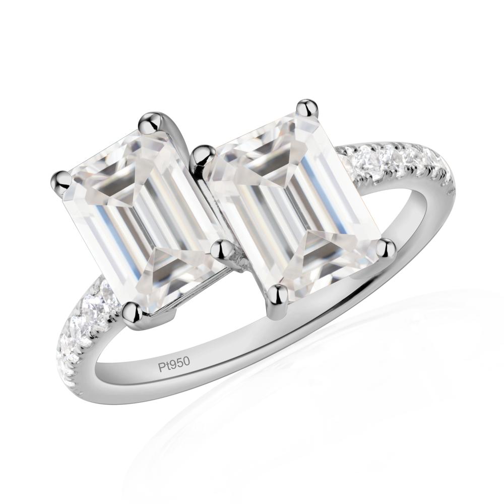 Emerald Cut Moissanite Toi Et Moi Ring | LUO Jewelry #metal_platinum