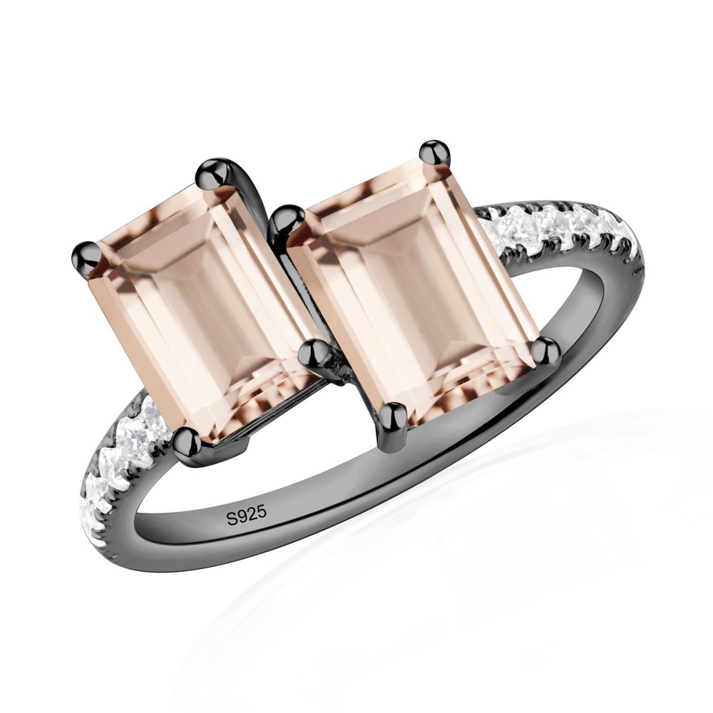 Morganite Toi Et Moi Ring | LUO Jewelry #metal_black finish sterling silver