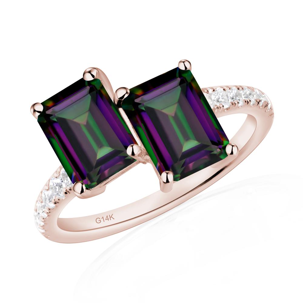 Emerald Cut Mystic Topaz Toi Et Moi Ring | LUO Jewelry #metal_14k rose gold